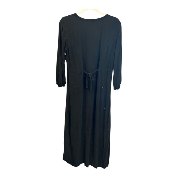 Soft Surroundings Embroidered Black Button Down Maxi Dress Size Large Whimsygoth - Picture 4 of 5